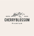 cherry blossom hipster vintage logo icon vector image