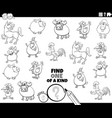 one a kind game with farm animals coloring vector image