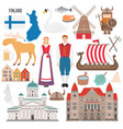 set with finland symbols in flat style vector image