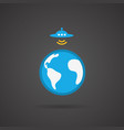 ufo earth icon on black background vector image