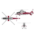 helicopter in three views top view side front vector image