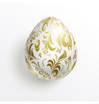 realistic white egg decorated with gold floral vector image