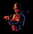 golf player logo stamp or golfer man figure vector image vector image