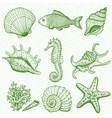 sea collection original hand drawn vector image vector image