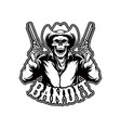 skull cowboy bandit monochrome logo vector image vector image