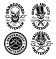 a set of vintage barbershop with barber skull vector image