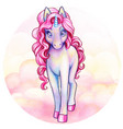 cute watercolor violet iridescent unicorn vector image vector image