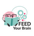 feed your brain mind character reading books vector image