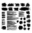 set of black ink brush strokes isolated on white vector image