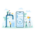 drink water mobile app tiny people holding valve vector image