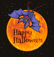 cartoon vampire bat on full moon background happy vector image vector image