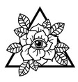 rose and eye tattoo with sacred geometry frame vector image
