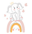 elephant sitting on rainbow vector image