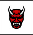 japanese demon mask colorful on white background vector image vector image