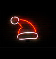neon santa claus hat happy new year theme vector image