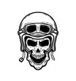 biker skull in helmet isolated on white vector image