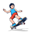 cartoon skater rushes on a skateboard vector image