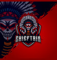 indian skull e-sport logo design template vector image