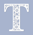 laser cutting pattern letter t vector image vector image