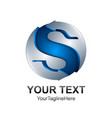 letter s logo design template colored silver blue vector image vector image