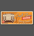 retro beer wooden barrel craft beer festival vector image