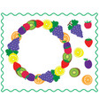 round frame with fruits and berries fruit circle vector image