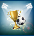 soccer ball with the golden cup of championship vector image vector image