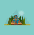 secluded wooden hut in the middle of fir forest vector image vector image