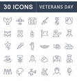 set line icons veterans day vector image