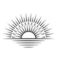 sun rising from water vintage line symbol retro vector image