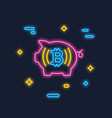 neon bitcoin and piggy logo crypto currency icon vector image