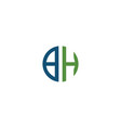 initial letter bh or hb logo design template vector image