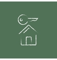 key for house icon drawn in chalk vector image