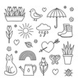 set of hand drawn spring items vector image