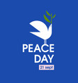 peace day card with white pigeon with olive branch vector image vector image