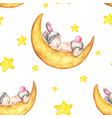 sleeping cute bunny and yellow stars vector image