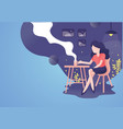women sitting on restaurant with coffee on table vector image