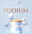 3d realistic white and gold circle podium vector image vector image