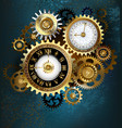 two steampunk clocks with gears vector image
