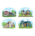 buildings set flat design houses vector image
