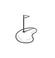 golf hole and flag hand drawn outline doodle icon vector image