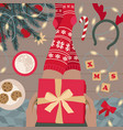 hands with gift chocolate cookies cup vector image