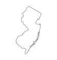 new jersey state of usa - solid black outline map vector image