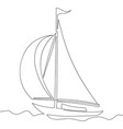 continuous line drawing of sailing boat vector image