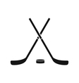 Crossed hockey sticks and puck icon simple style Vector Image