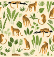 seamless pattern with leopards and tropical vector image vector image