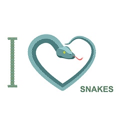 I love snakes symbol heart snake python Royalty Free Vector
