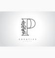 p letter logo with organic monogram plant leafs vector image