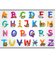 cartoon alphabet with animals vector image