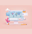 traveling on airplane planning a summer vacation vector image vector image